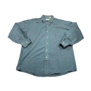 Vintage LL Bean Men’s Gingham Plaid Long Sleeve Button Down Shirt LARGE USA MADE